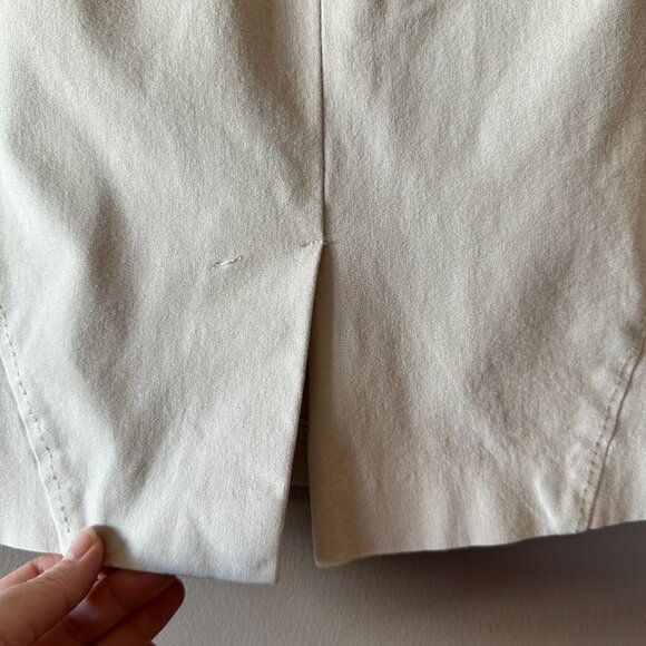 Women's 6 J. McLaughlin Stitched Detail Khaki Skirt Slit Professional Career - Picture 5 of 9
